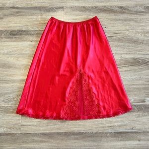vintage retro sexy lace trim with slit slip skirt